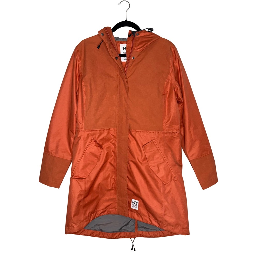 Kari Traa Parka Jacket Women Medium Orange Good Hooded Windbreaker Coat
